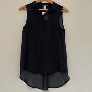 NWT! Size 2 Black see through no sleeve blouse